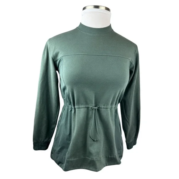 ATHLETA Triumph Crewneck Sweatshirt Bali Green Stretch Drawstring Women's Sz XXS - Picture 10 of 13
